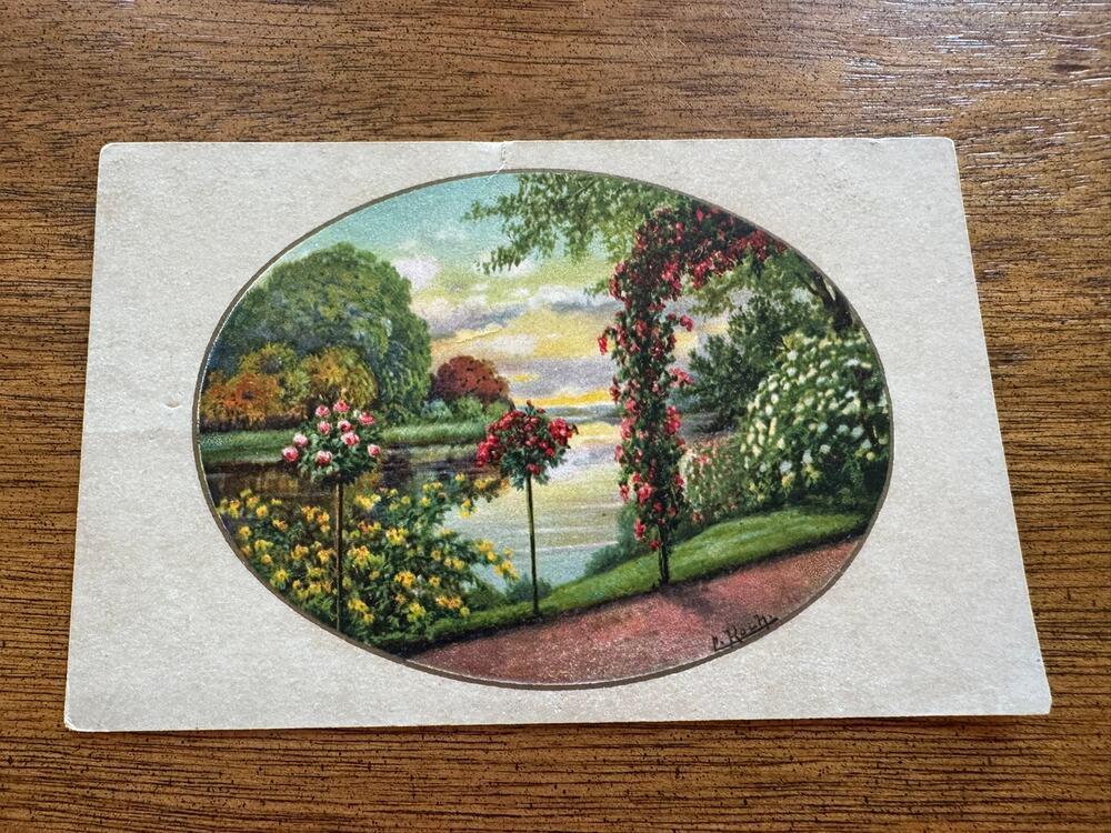 Vintage L Roch German Künstlerkarte Garden Landscape W&N No 1526 Postcard